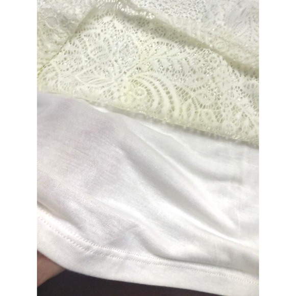 Cable & Gauge Women Lace Blouse Top Large Ruffle Mock Neck Ivory Soft Lining NEW - Picture 10 of 13